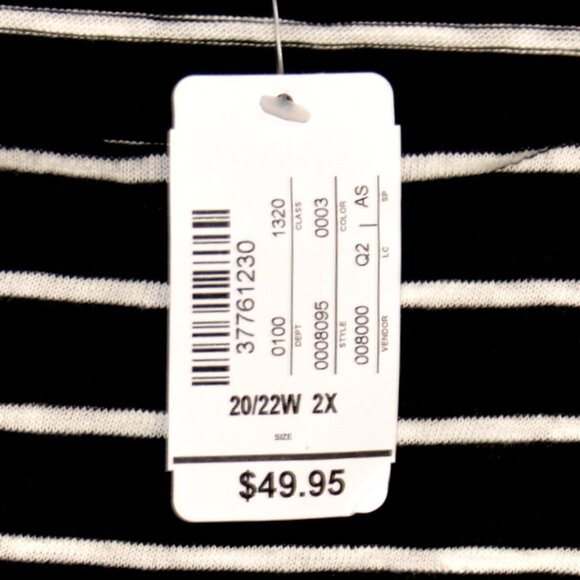 CJ Banks Women’s Long Sleeve Black and White Striped Blouse - Size 2X - Picture 5 of 6